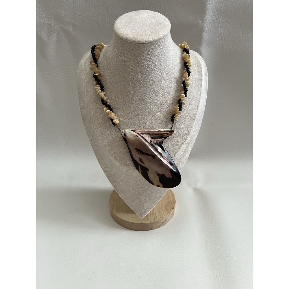 Shell Islander Necklace Large Vintage Abalone Bold Statement Resort Beach